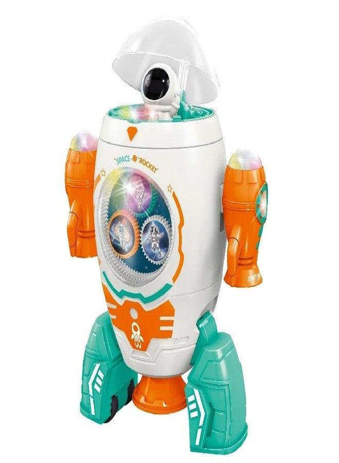 ONOTIC Space Theme Rocket Toy for Kids 360 Rotating Moving Light and Music for Kids - Image 1